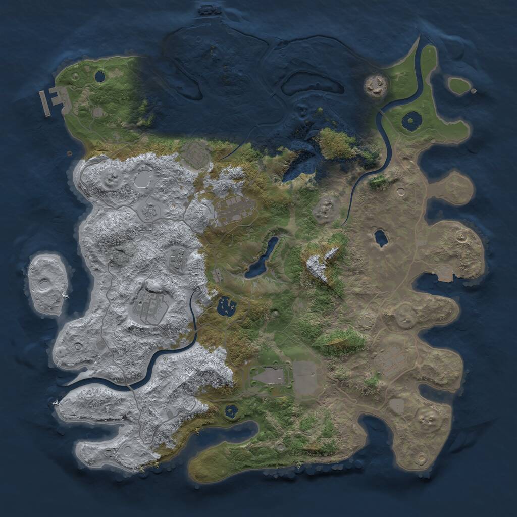 Rust Map: Procedural Map, Size: 4000, Seed: 211302943, 14 Monuments