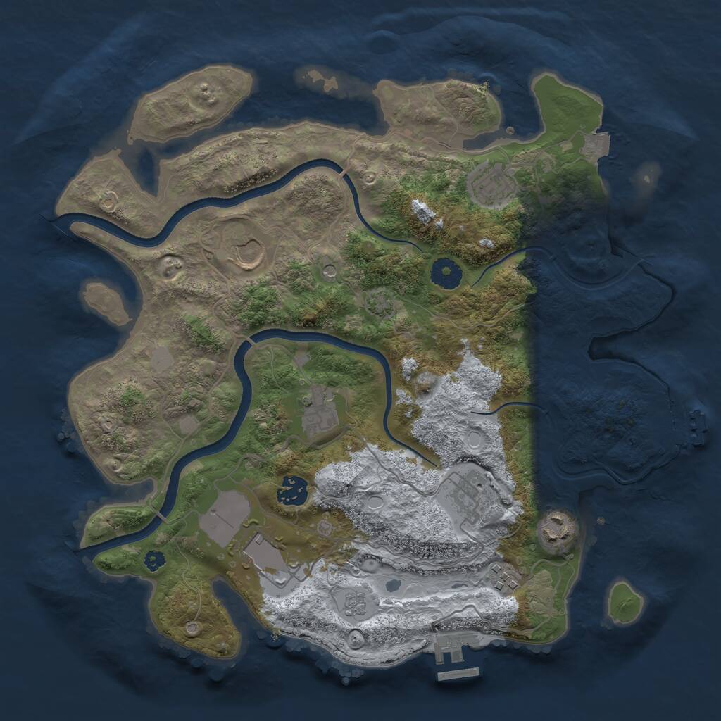 Rust Map: Procedural Map, Size: 3500, Seed: 730787609, 14 Monuments