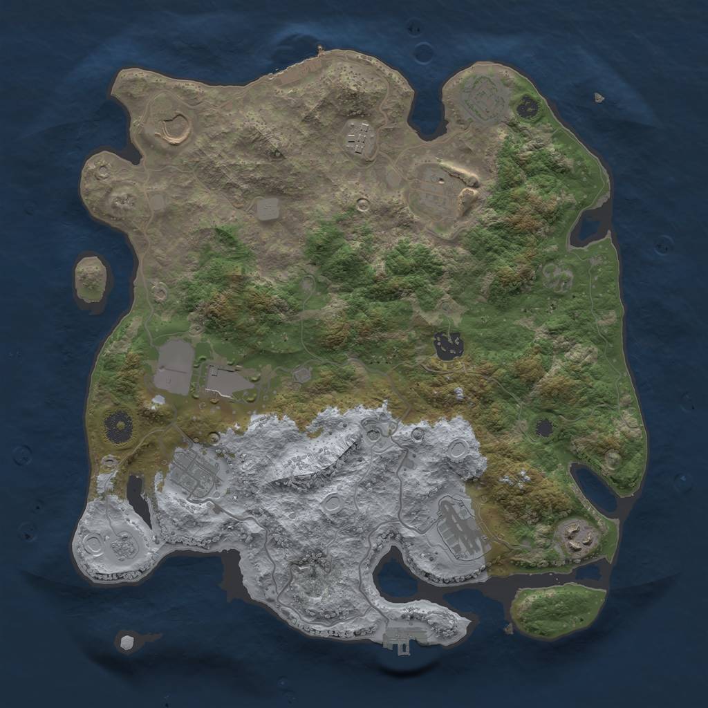 Rust Map: Procedural Map, Size: 3500, Seed: 1107043499, 18 Monuments
