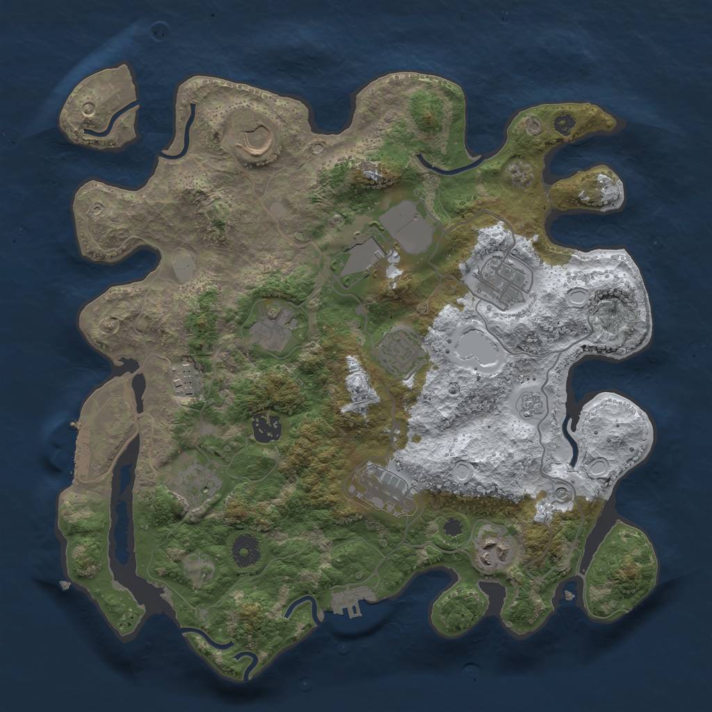 Rust Map: Procedural Map, Size: 3500, Seed: 1254922067, 19 Monuments