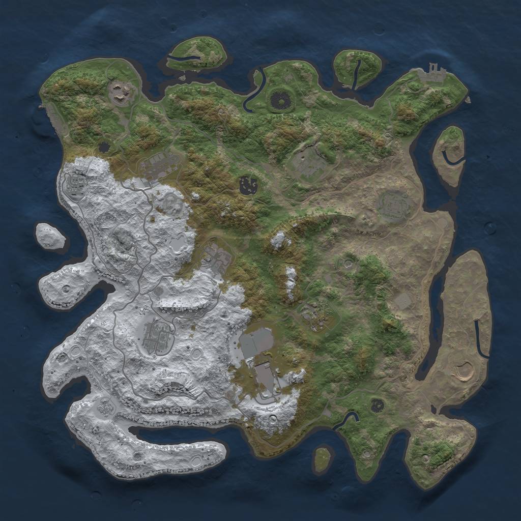 Rust Map: Procedural Map, Size: 4000, Seed: 326884532, 20 Monuments