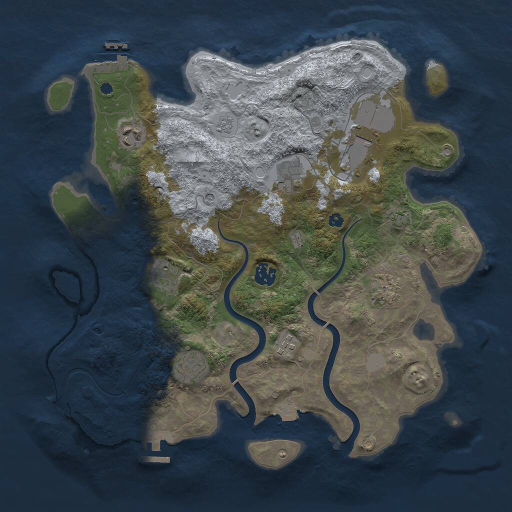 Rust Map: Procedural Map, Size: 3500, Seed: 312302893, 14 Monuments