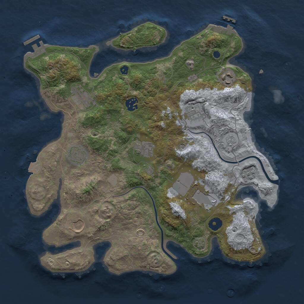 Rust Map: Procedural Map, Size: 3500, Seed: 1207853, 15 Monuments