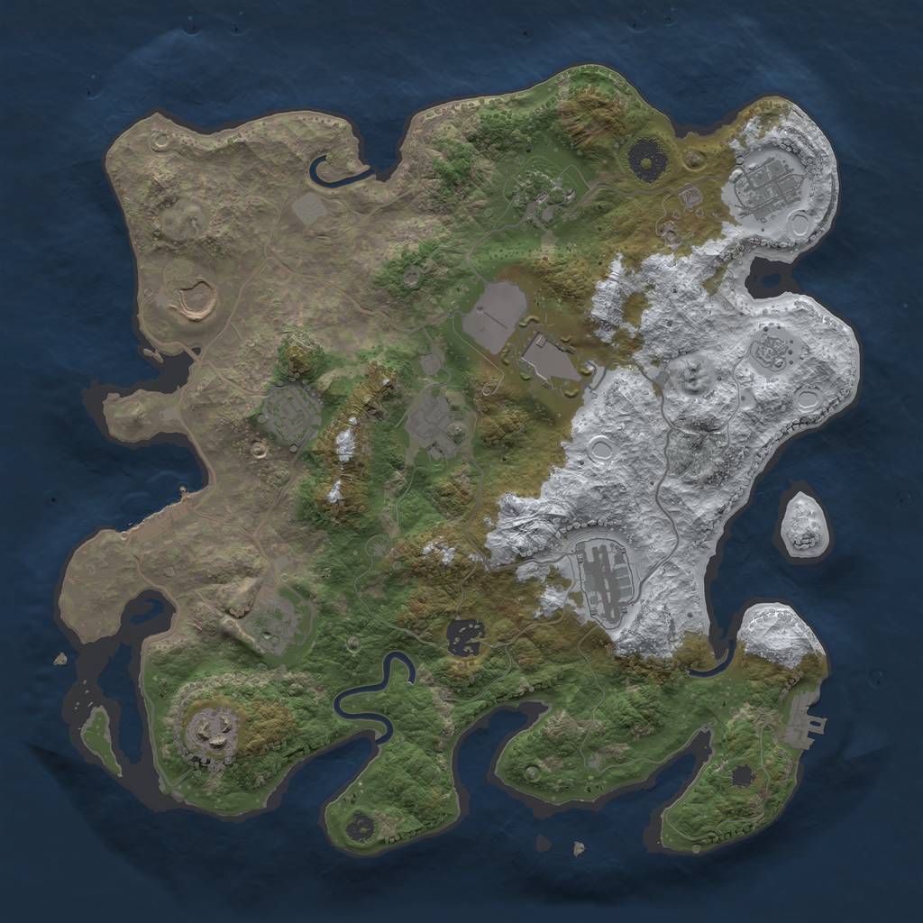 Rust Map: Procedural Map, Size: 3500, Seed: 17843, 18 Monuments