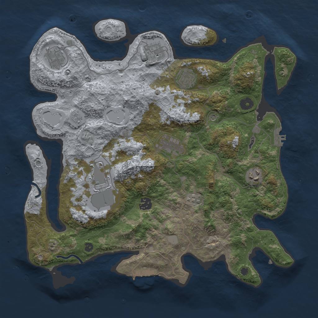 Rust Map: Procedural Map, Size: 3700, Seed: 291029086, 15 Monuments