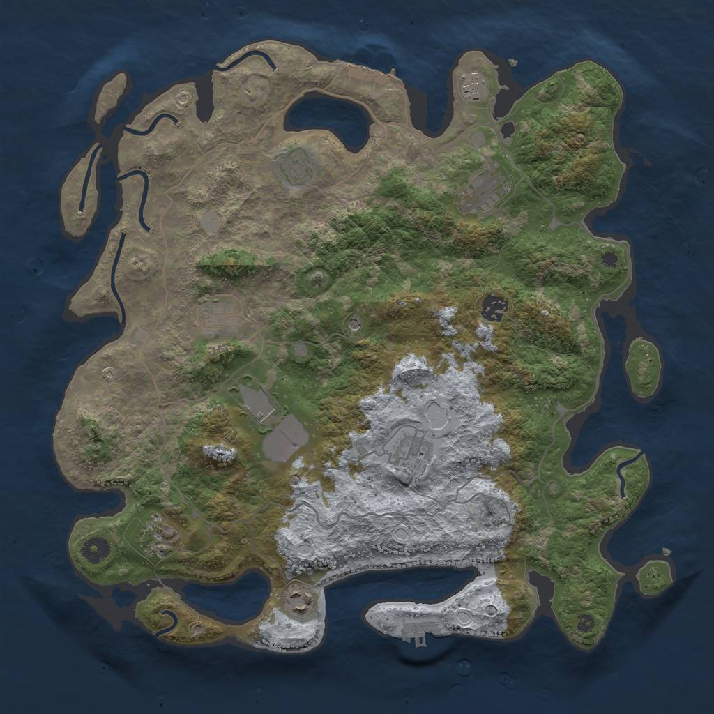 Rust Map: Procedural Map, Size: 4000, Seed: 1007663031, 17 Monuments