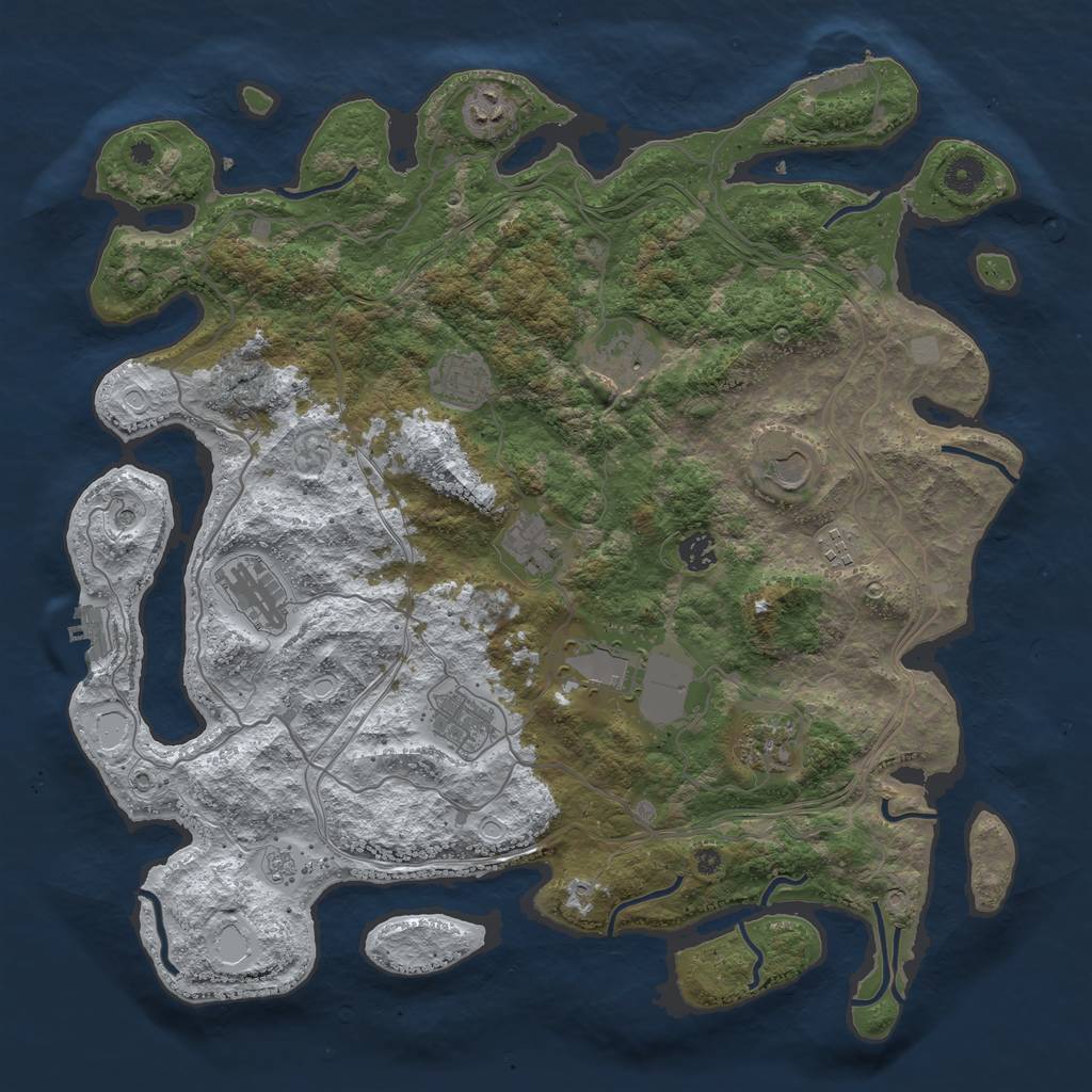 Rust Map: Procedural Map, Size: 4250, Seed: 1965966518, 20 Monuments