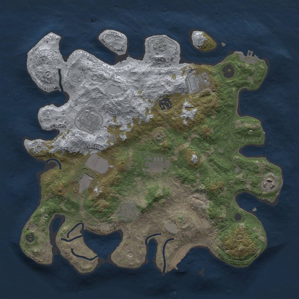 Rust Map: Procedural Map, Size: 3500, Seed: 31318160, 17 Monuments