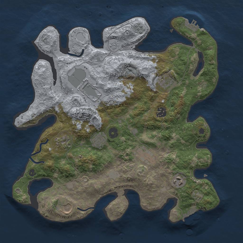 Rust Map: Procedural Map, Size: 3500, Seed: 40377961, 17 Monuments