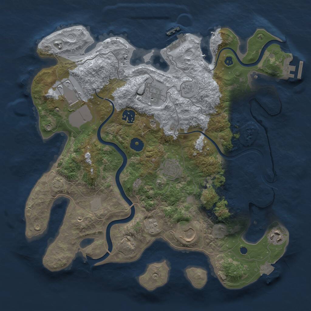 Rust Map: Procedural Map, Size: 3500, Seed: 4001214, 13 Monuments