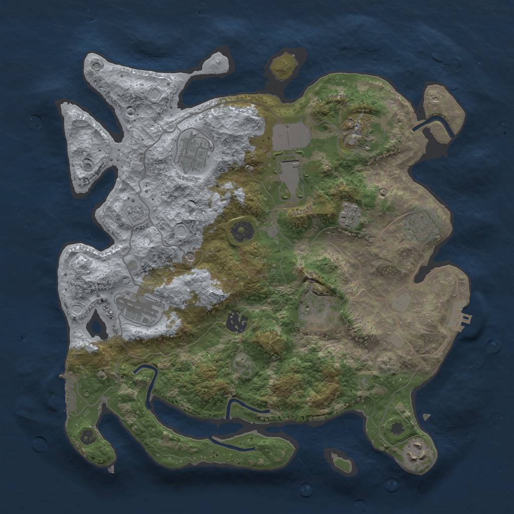 Rust Map: Procedural Map, Size: 3500, Seed: 2542, 16 Monuments