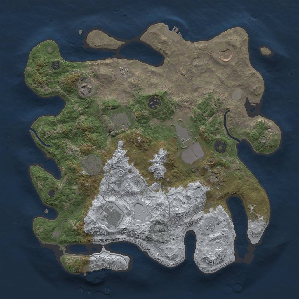 Rust Map: Procedural Map, Size: 3500, Seed: 1264261939, 18 Monuments
