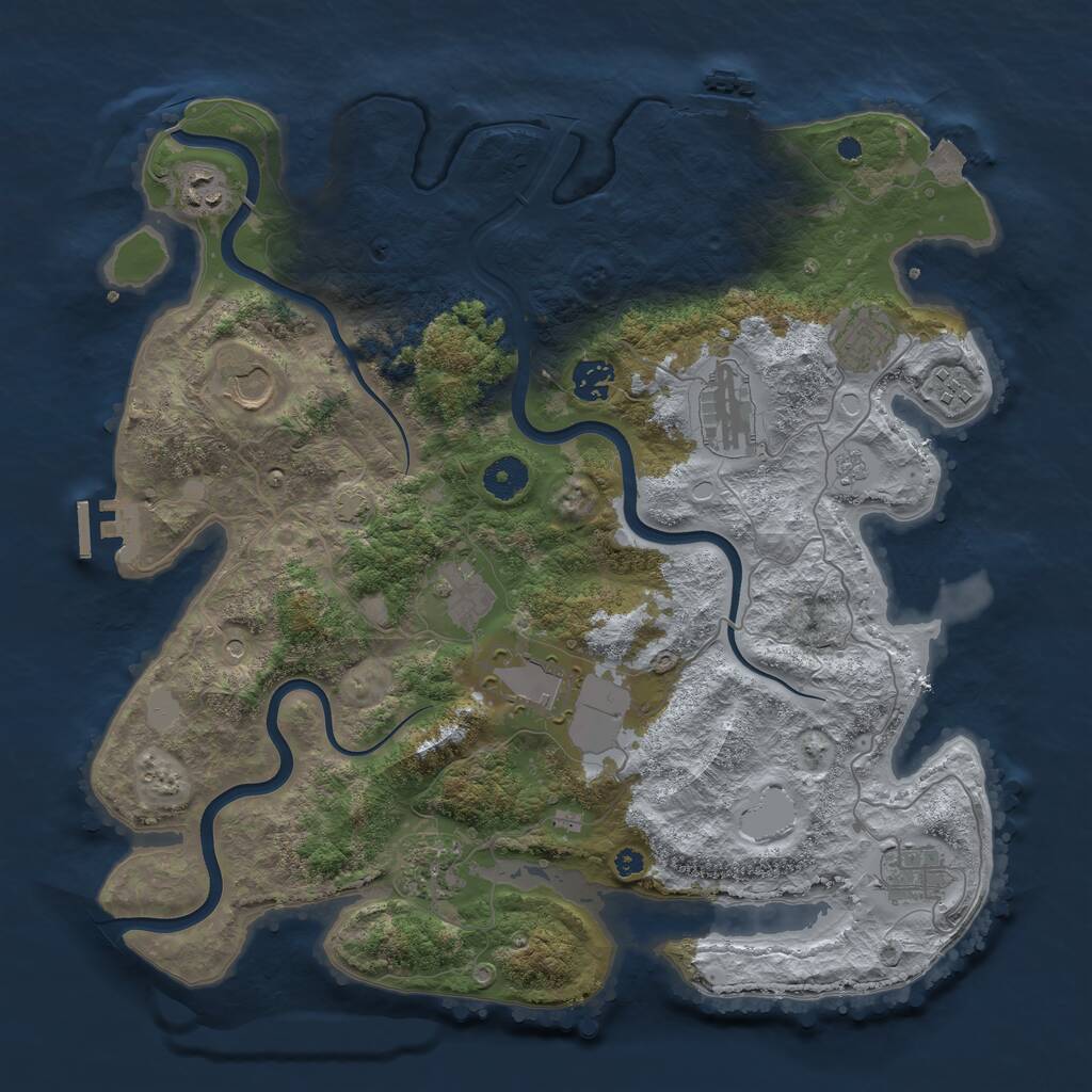 Rust Map: Procedural Map, Size: 3850, Seed: 792661020, 16 Monuments