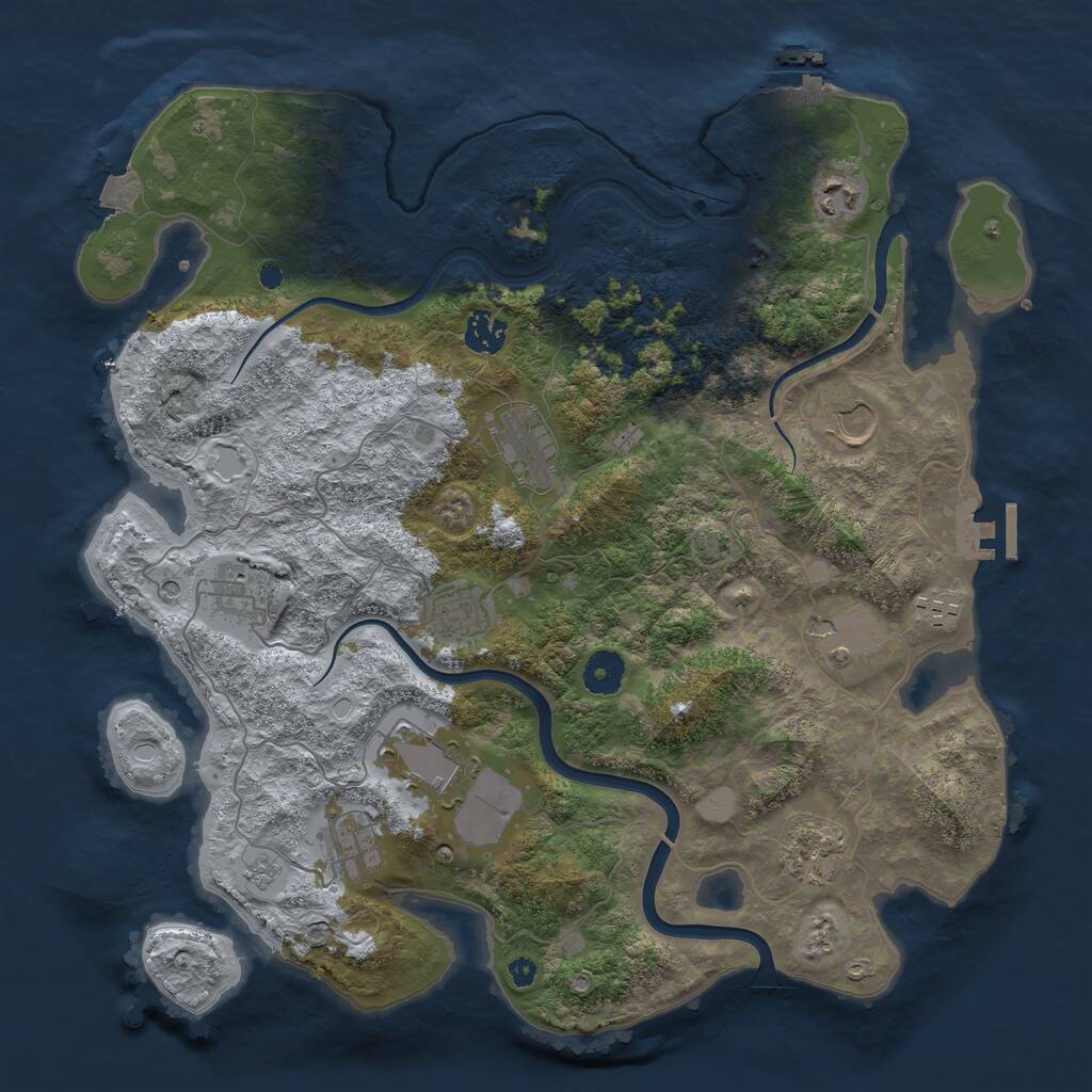 Rust Map: Procedural Map, Size: 3850, Seed: 542653122, 17 Monuments