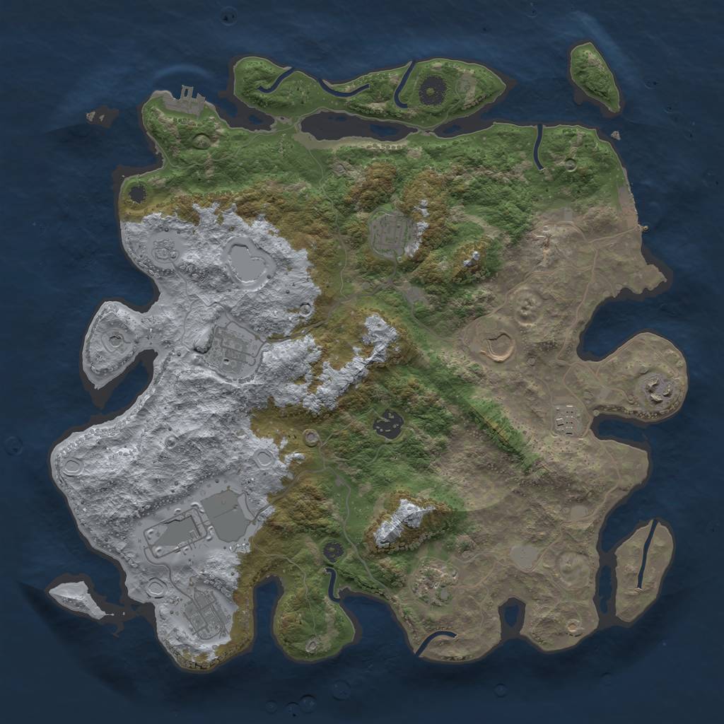 Rust Map: Procedural Map, Size: 3800, Seed: 698348248, 18 Monuments