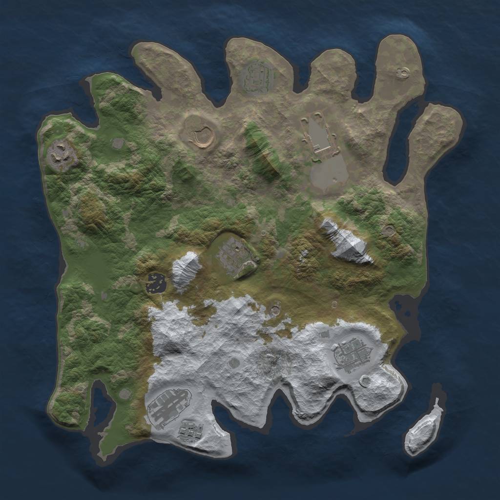 Rust Map: Barren, Size: 3500, Seed: 50, 12 Monuments