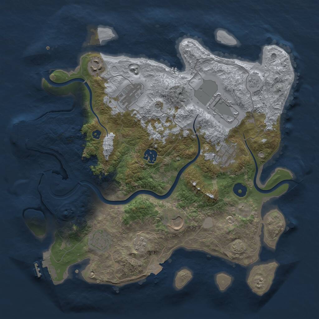 Rust Map: Procedural Map, Size: 3500, Seed: 8690, 14 Monuments