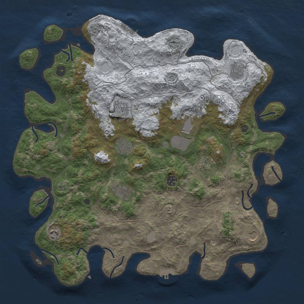 Rust Map: Procedural Map, Size: 4402, Seed: 1, 19 Monuments