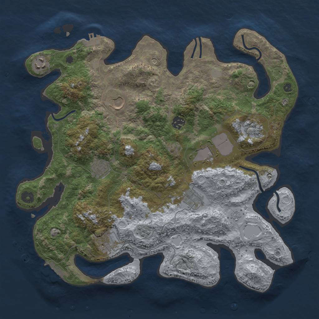 Rust Map: Procedural Map, Size: 3750, Seed: 1050005327, 18 Monuments