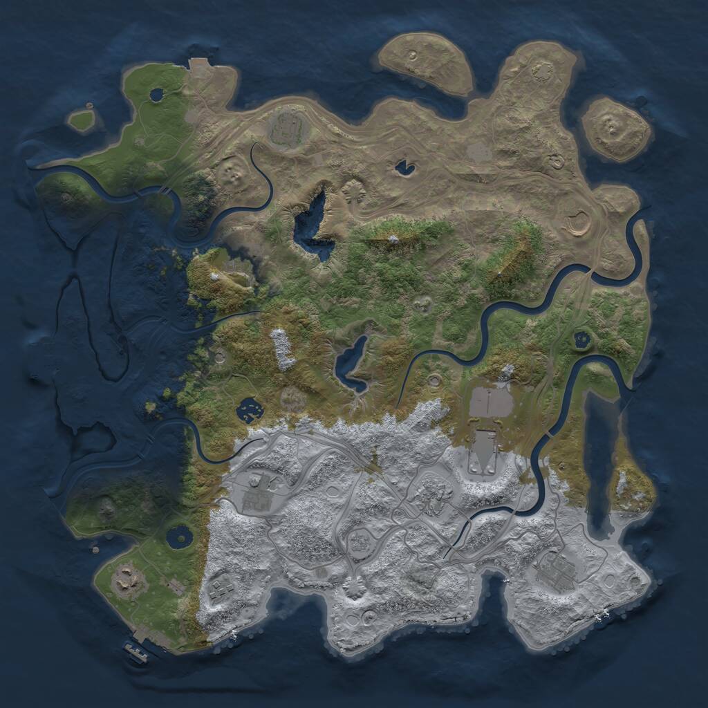 Rust Map: Procedural Map, Size: 4250, Seed: 43266224, 16 Monuments