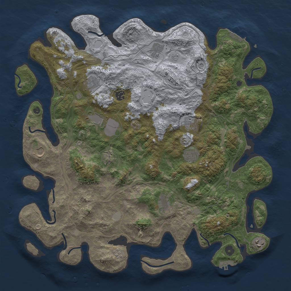 Rust Map: Procedural Map, Size: 4500, Seed: 3412120, 20 Monuments