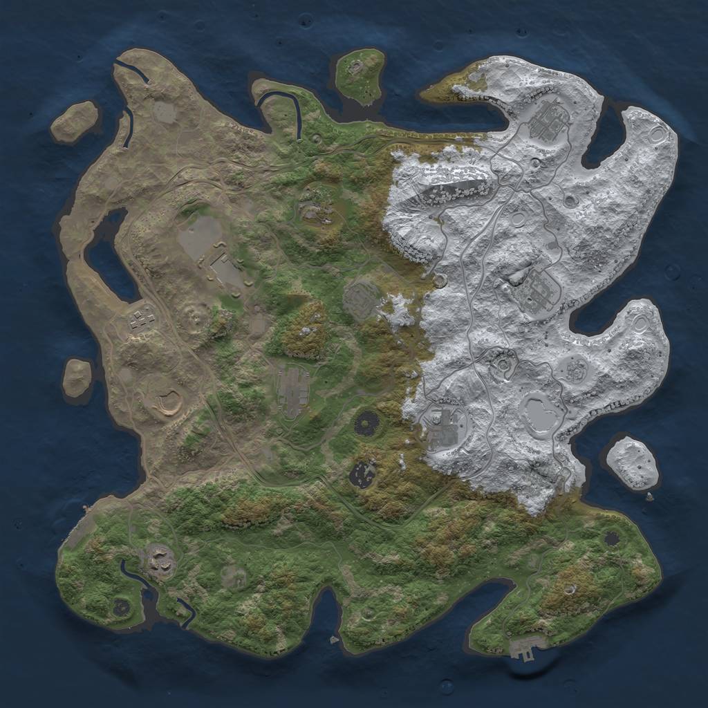 Rust Map: Procedural Map, Size: 4250, Seed: 701587221, 20 Monuments