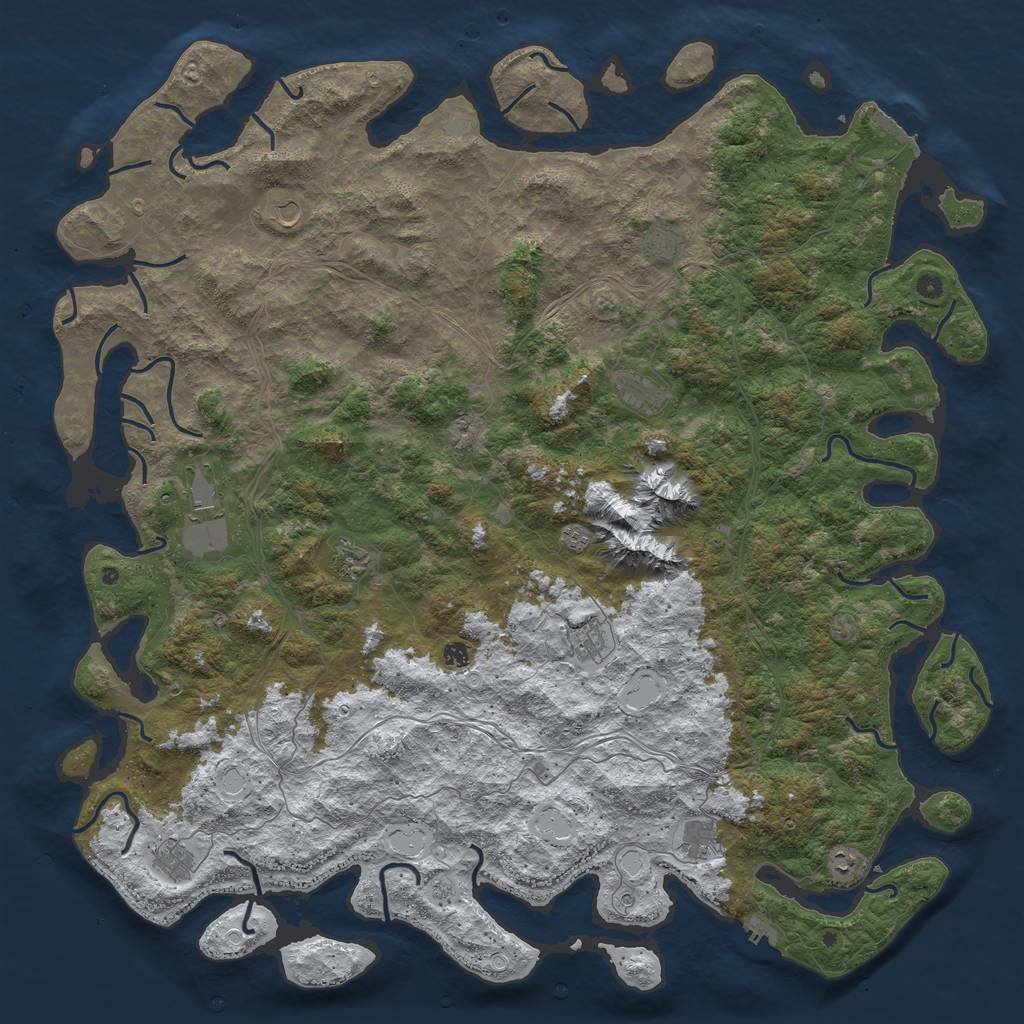 Rust Map: Procedural Map, Size: 6000, Seed: 60001, 20 Monuments