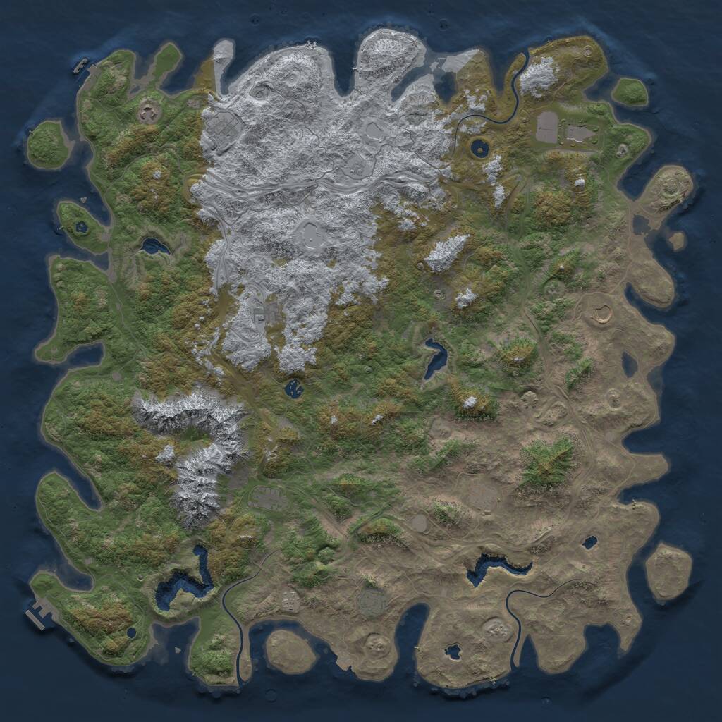 Rust Map: Procedural Map, Size: 6000, Seed: 6002, 17 Monuments