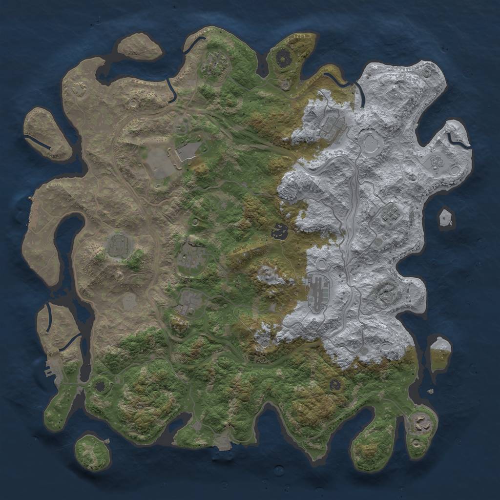 Rust Map: Procedural Map, Size: 4350, Seed: 1736331934, 18 Monuments