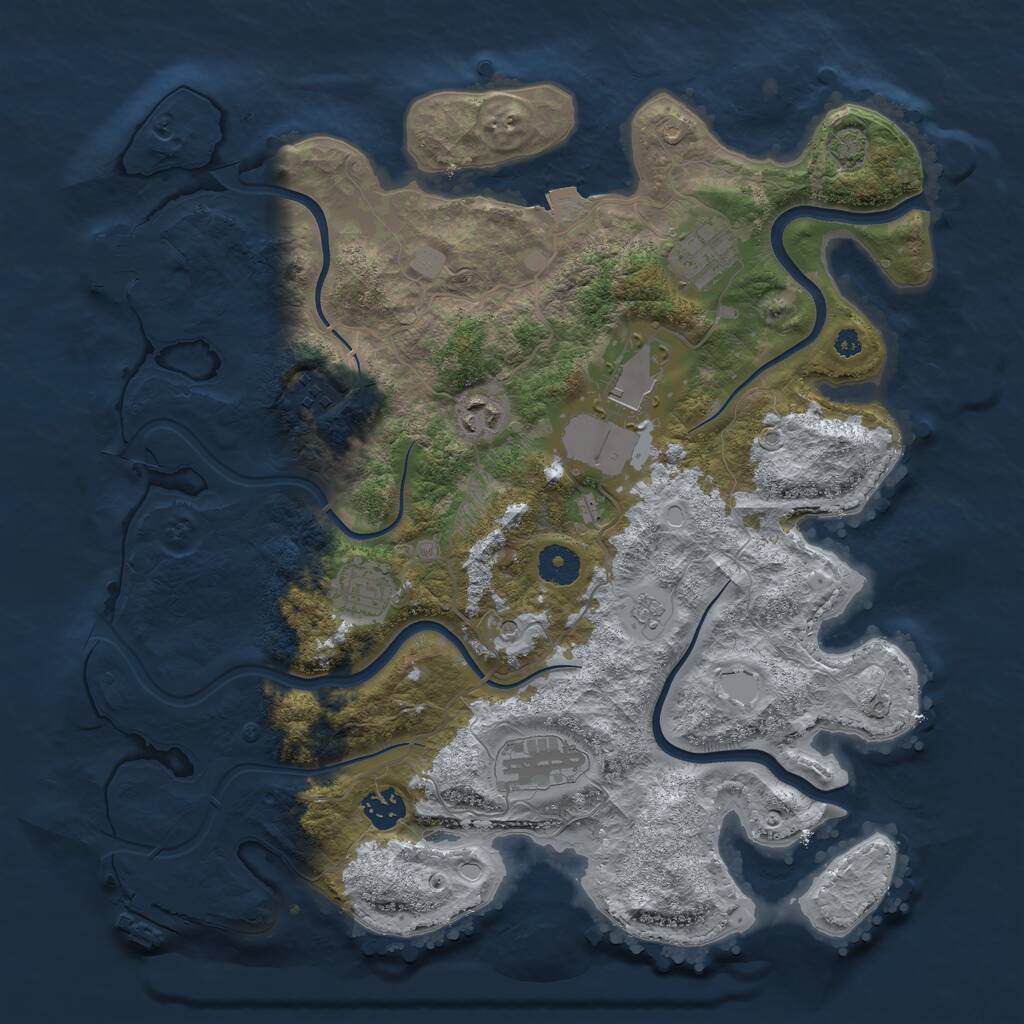 Rust Map: Procedural Map, Size: 3750, Seed: 616263552, 13 Monuments