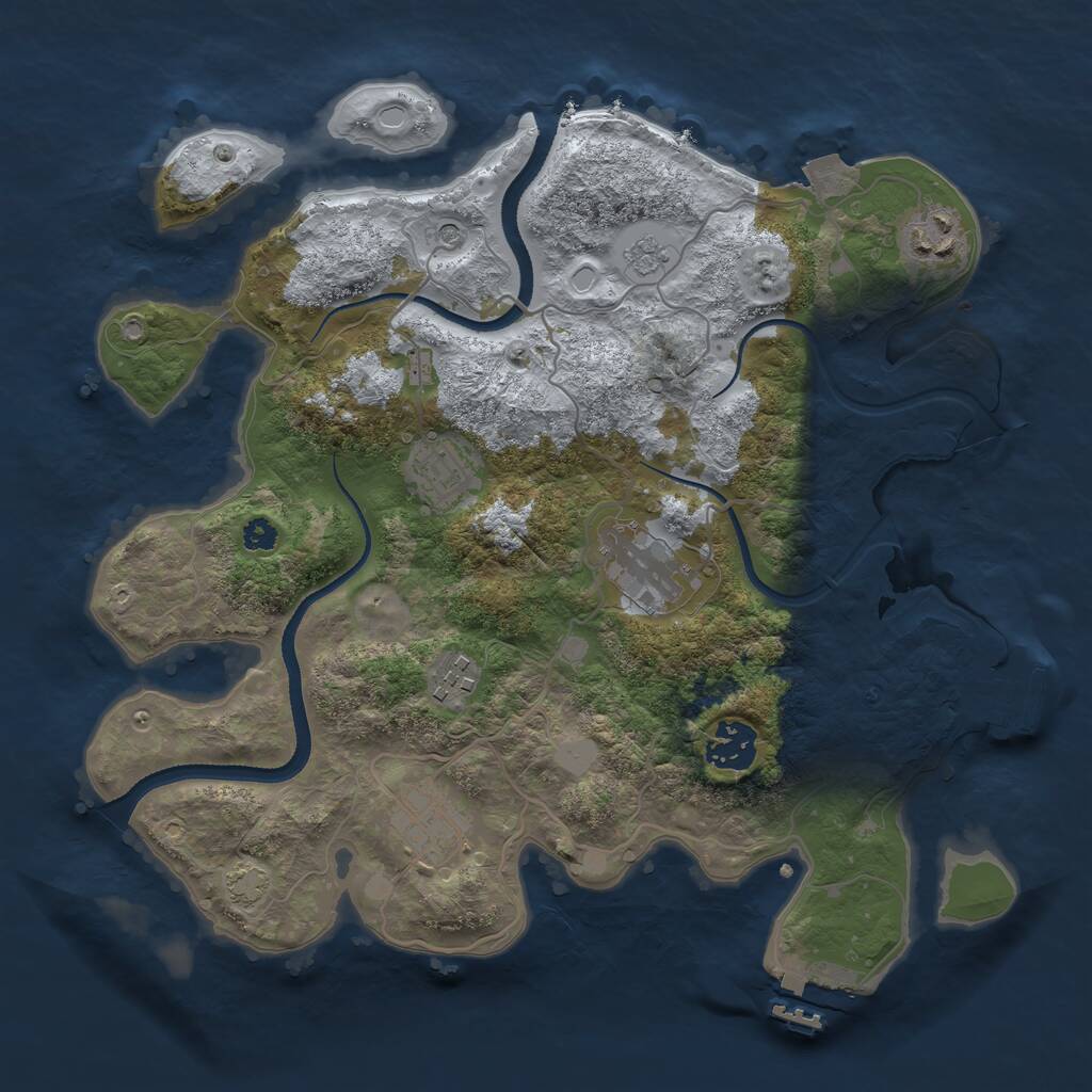 Rust Map: Procedural Map, Size: 3250, Seed: 1612306428, 12 Monuments