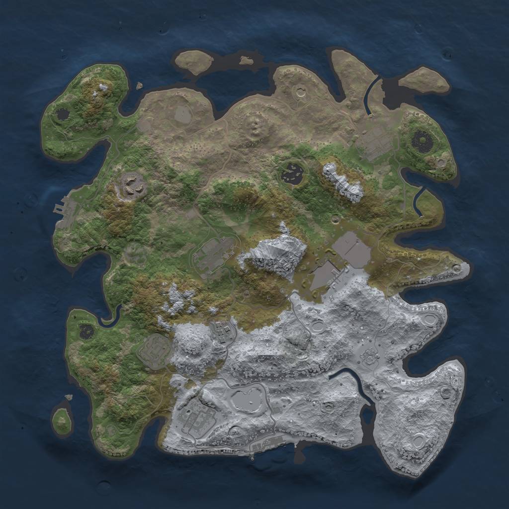 Rust Map: Procedural Map, Size: 3500, Seed: 2565, 17 Monuments