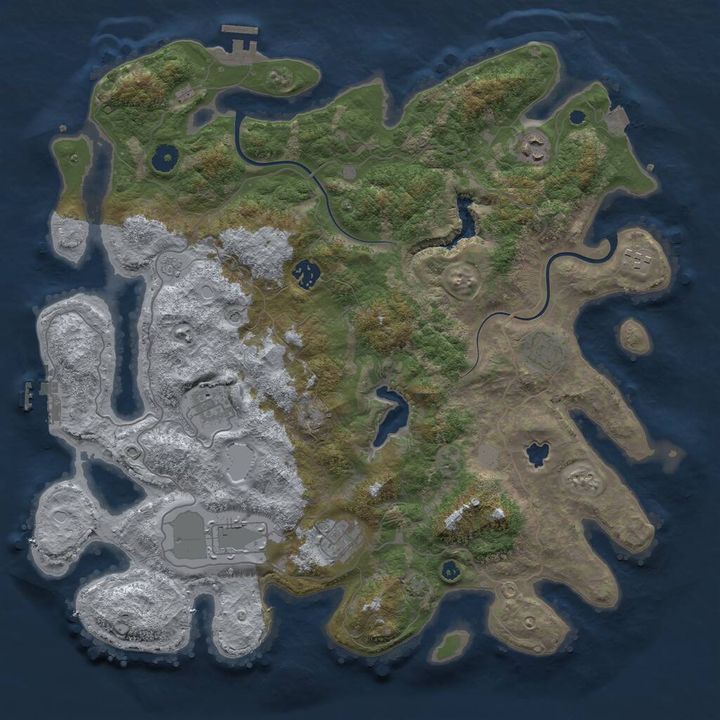 Rust Map: Procedural Map, Size: 4000, Seed: 72894039, 13 Monuments