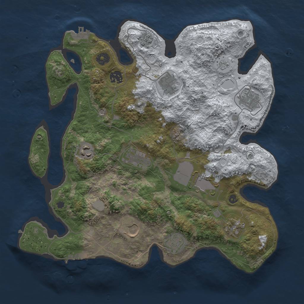 Rust Map: Procedural Map, Size: 3500, Seed: 1515135520, 19 Monuments