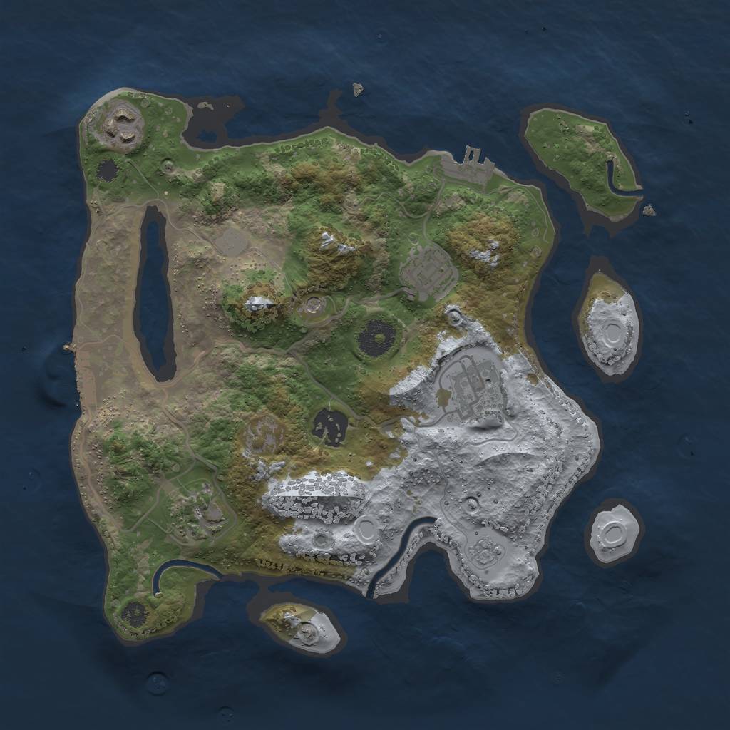 Rust Map: Procedural Map, Size: 3000, Seed: 1190249448, 14 Monuments