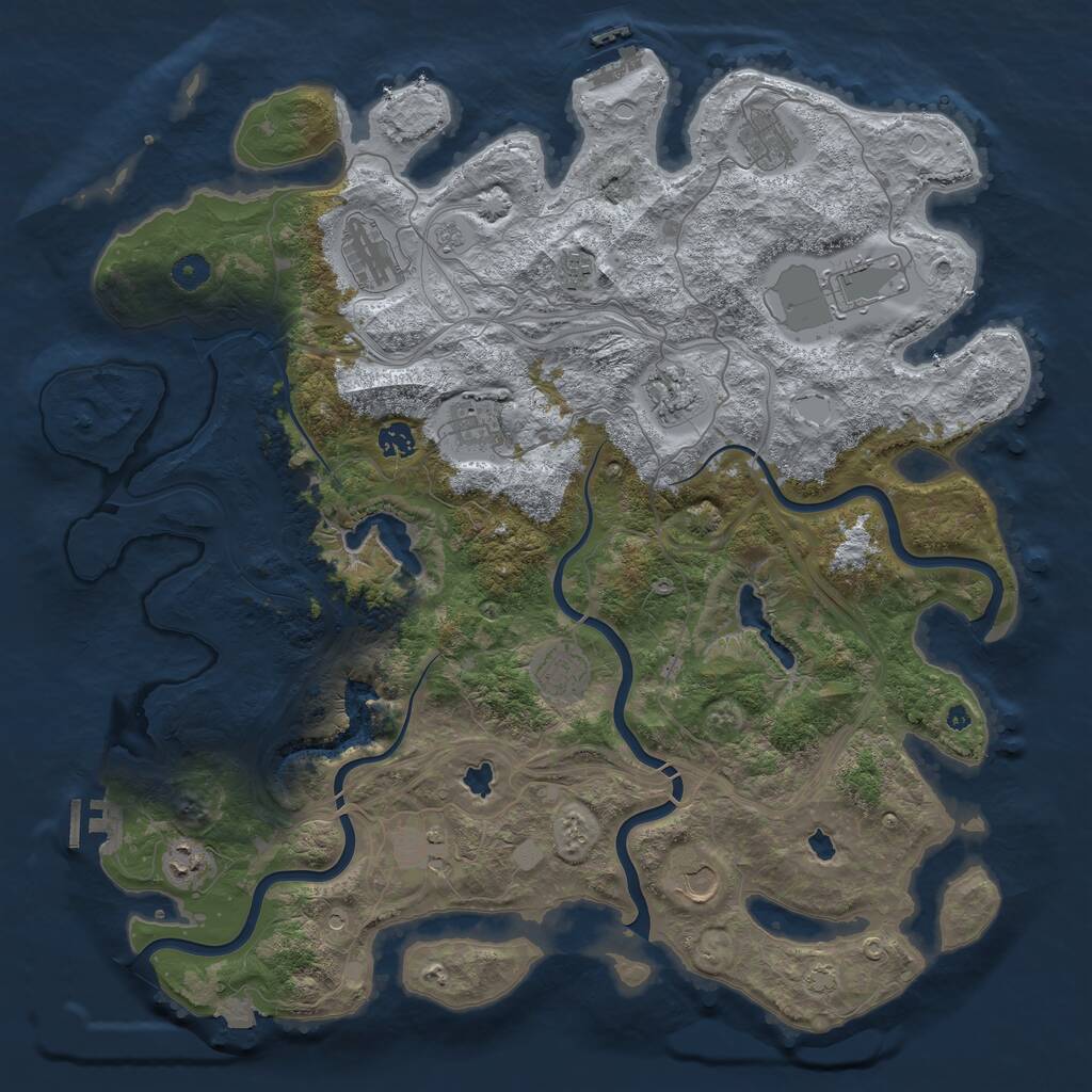 Rust Map: Procedural Map, Size: 4500, Seed: 2114865043, 17 Monuments