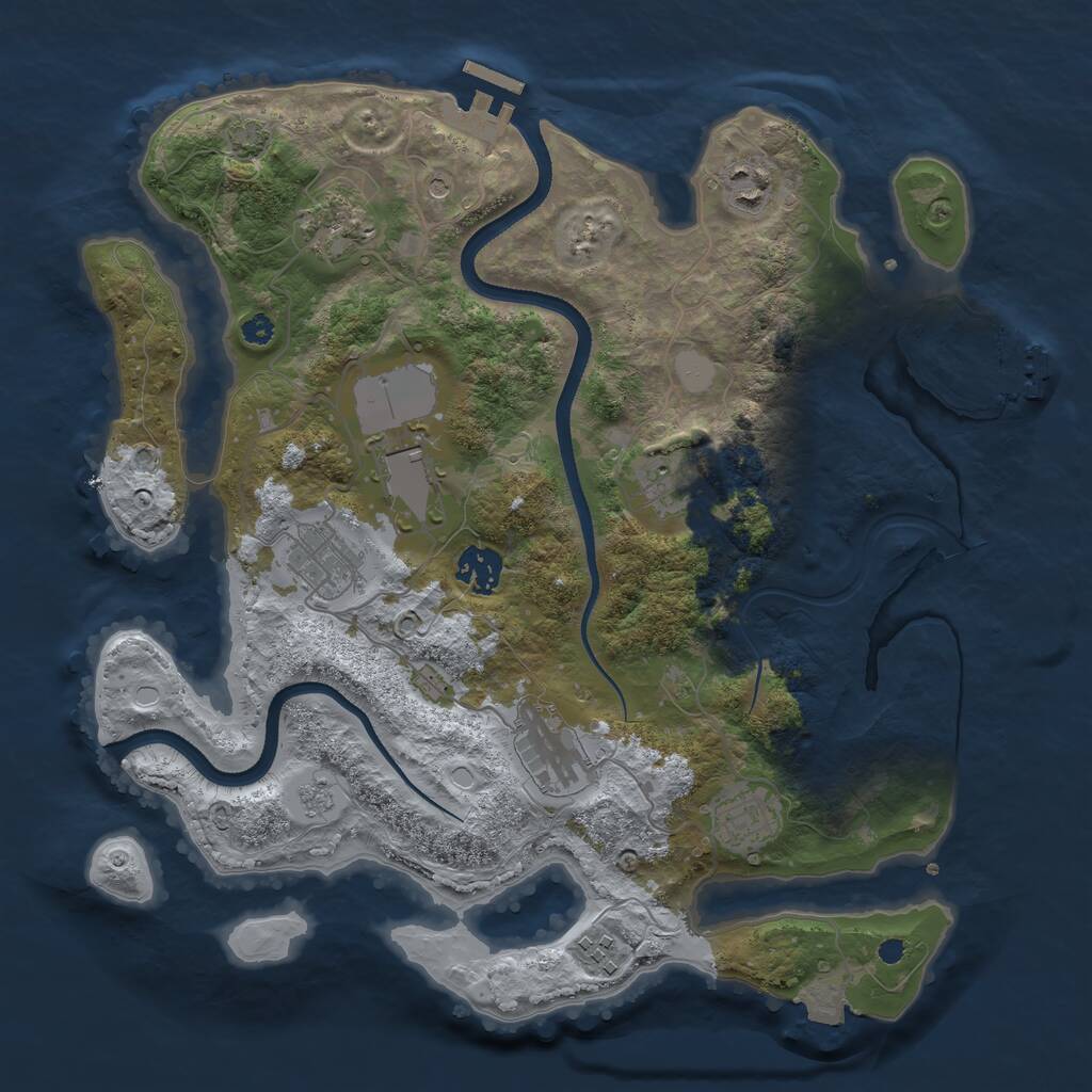 Rust Map: Procedural Map, Size: 3500, Seed: 250931845, 15 Monuments