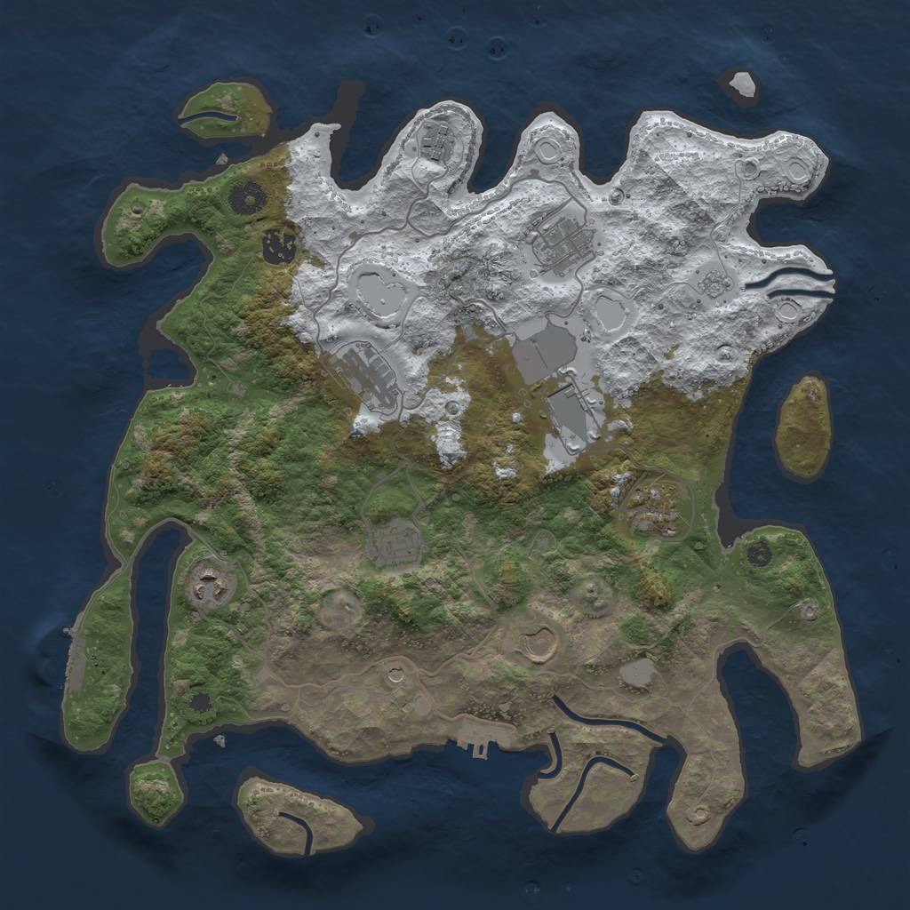 Rust Map: Procedural Map, Size: 3800, Seed: 20643, 18 Monuments