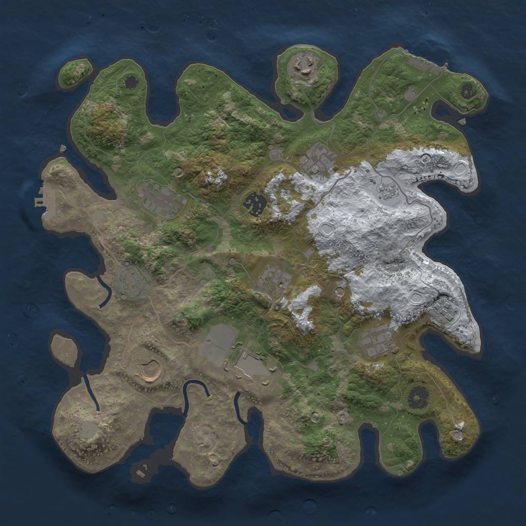 Rust Map: Procedural Map, Size: 3500, Seed: 115076690, 19 Monuments