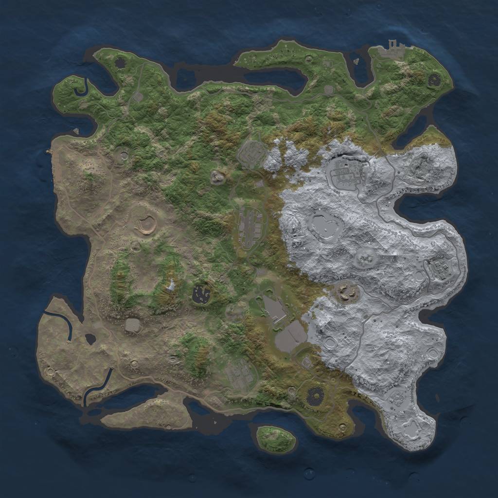 Rust Map: Procedural Map, Size: 4000, Seed: 4441114, 18 Monuments