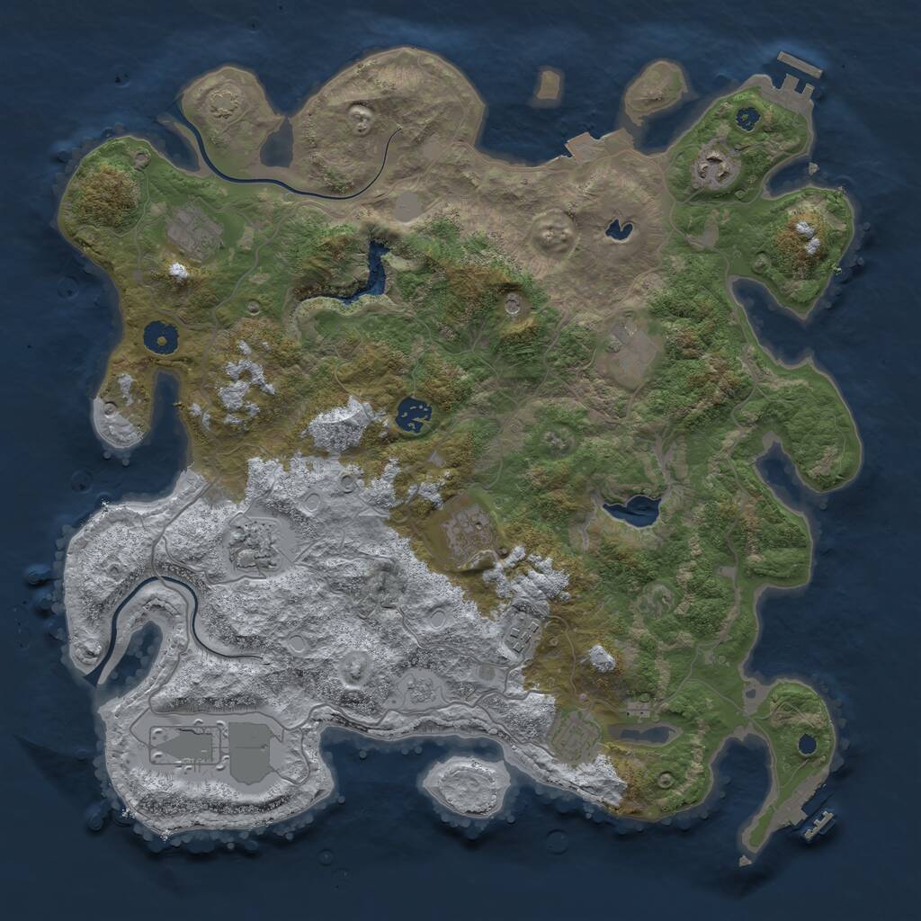 Rust Map: Procedural Map, Size: 4000, Seed: 986372, 15 Monuments