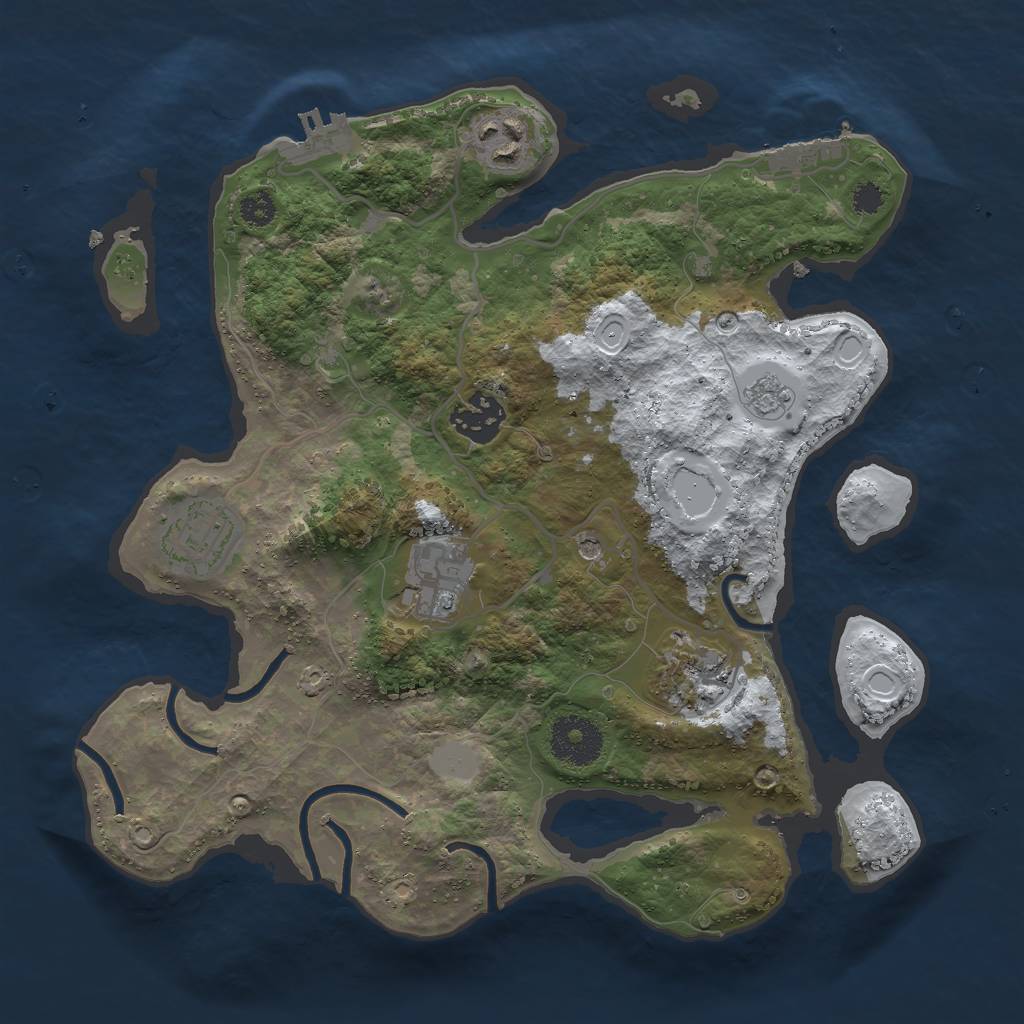 Rust Map: Procedural Map, Size: 3000, Seed: 2442248, 14 Monuments