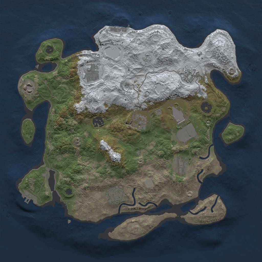 Rust Map: Procedural Map, Size: 3500, Seed: 6198, 17 Monuments