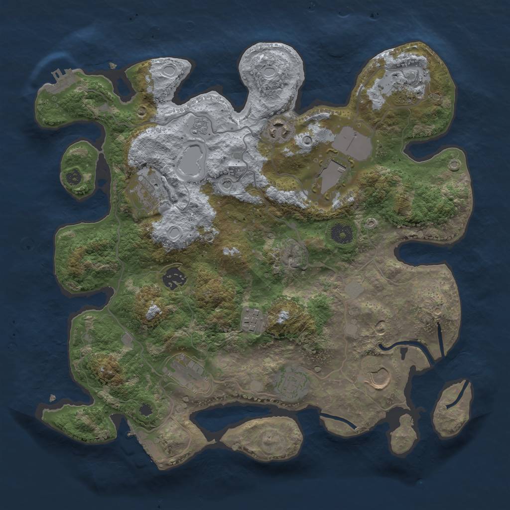 Rust Map: Procedural Map, Size: 3500, Seed: 676872080, 16 Monuments