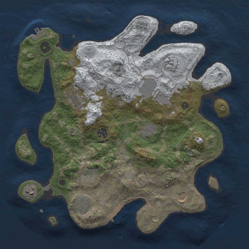 Rust Map: Procedural Map, Size: 3500, Seed: 718828225, 19 Monuments