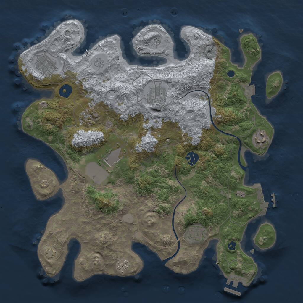 Rust Map: Procedural Map, Size: 3500, Seed: 2081212229, 14 Monuments