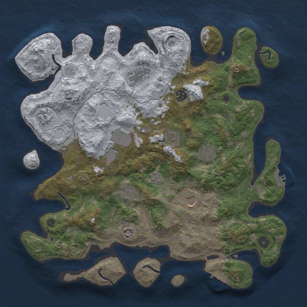 Rust Map: Procedural Map, Size: 4000, Seed: 423059712, 19 Monuments
