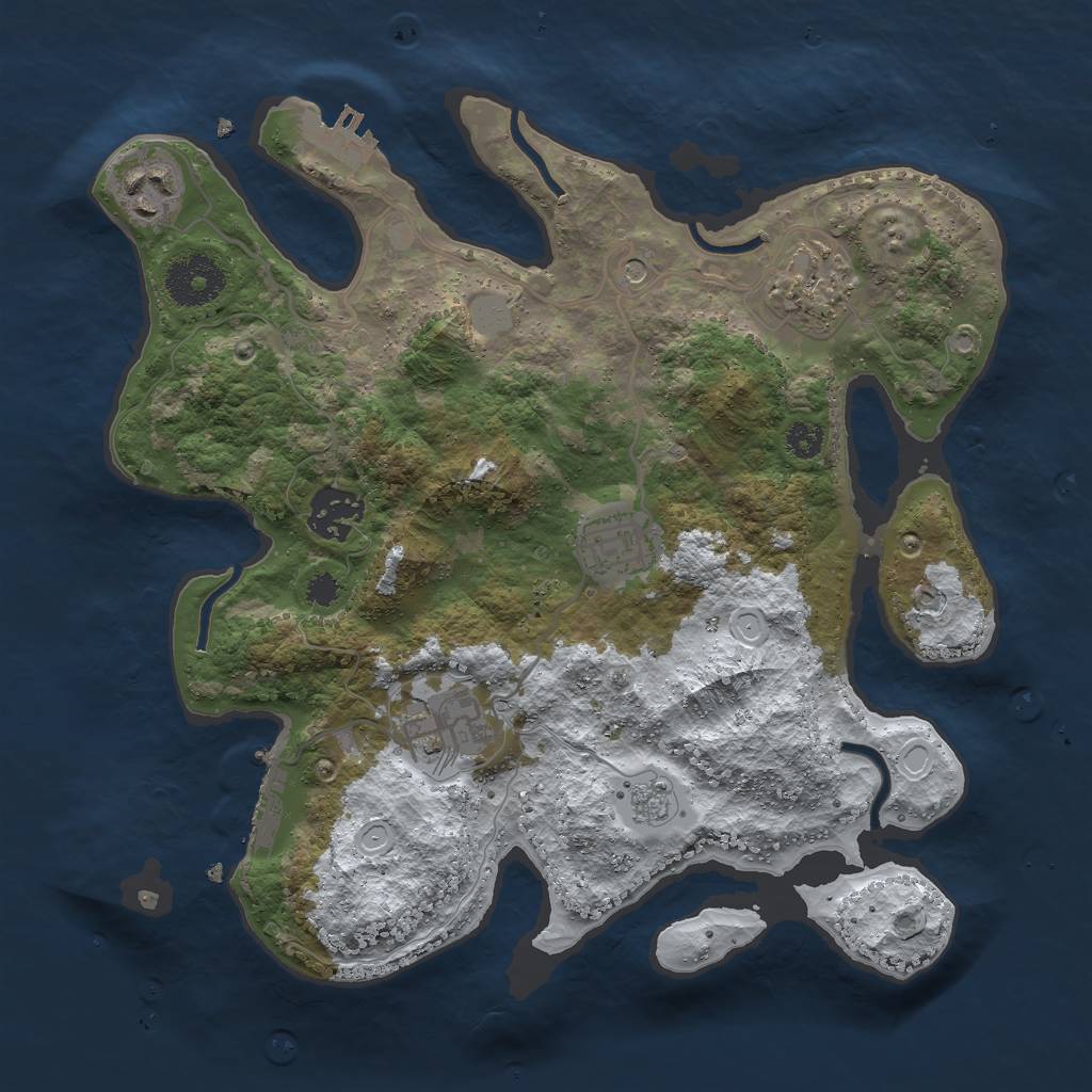 Rust Map: Procedural Map, Size: 3000, Seed: 97981331, 14 Monuments
