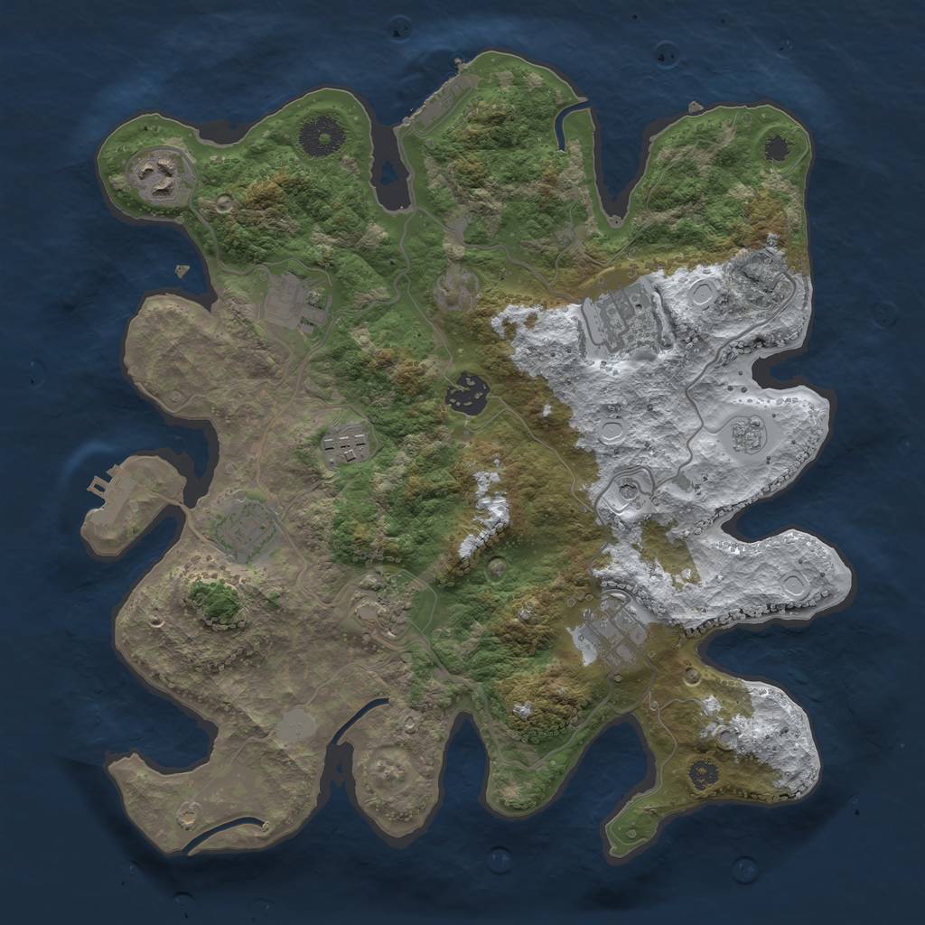 Rust Map: Procedural Map, Size: 3300, Seed: 5432523, 17 Monuments