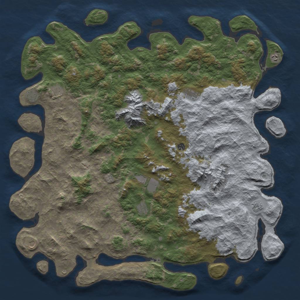 Rust Map: Barren, Size: 6000, Seed: 1857693861, 13 Monuments